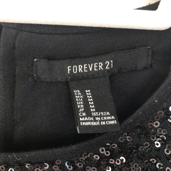 Forever 21 Black Sequin Peplum Top - Picture 2 of 3